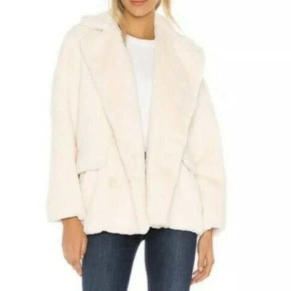 Free People Kate Faux Fur Coat Jacket Ivory Boho